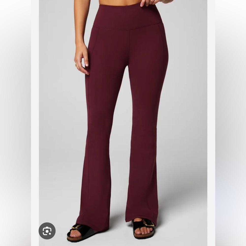 Fabletics Red and Purple Leggings High-Waisted Stretch